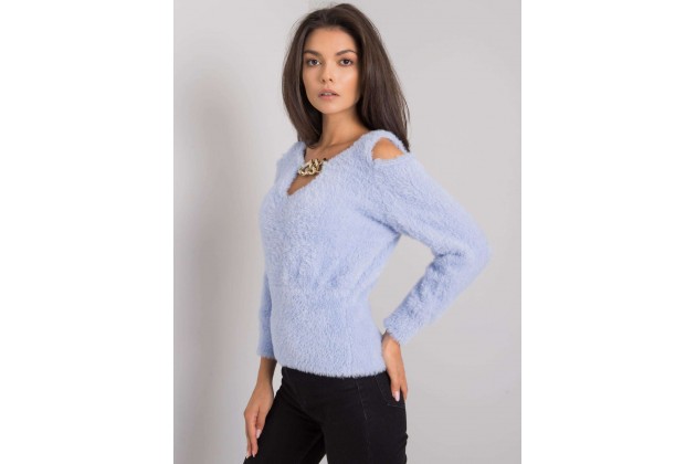 Pull col V - bleu clair