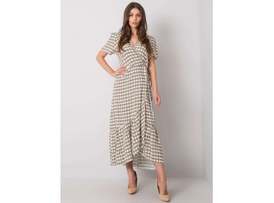 Robe longue portefeuille à imprimé - écru