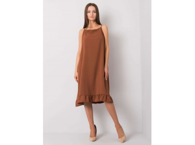 Robe longue à bretelles - marron foncé