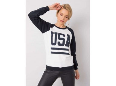 Sweat-shirt avec inscription - blanc et bleu marine