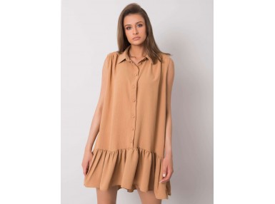  Robe babydoll courte et boutons - camel