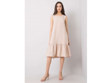 Robe longue en coton lisse - beige