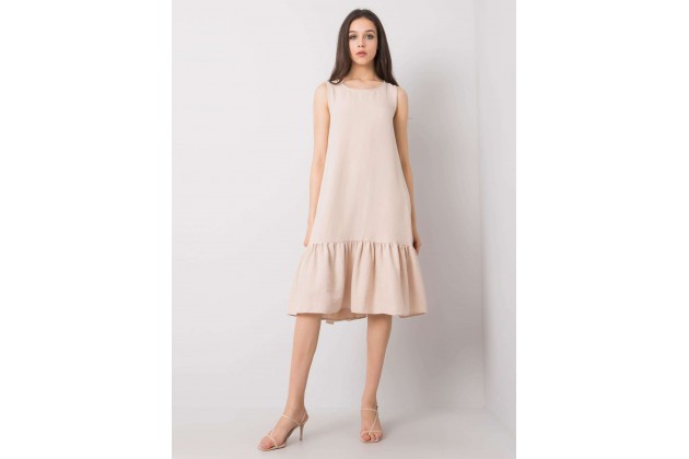 Robe longue en coton lisse - beige
