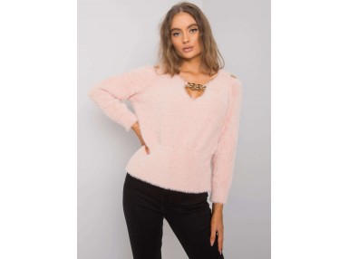 Pull col V - rose clair