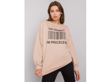 Sweat-shirt avec inscription - beige