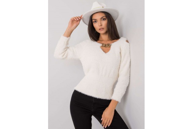Pull col V - écru
