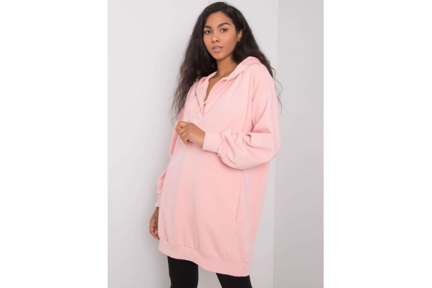 Sweat à capuche long - rose