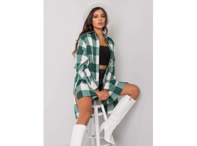 Chemise boutonnée à carreaux - blanche et verte