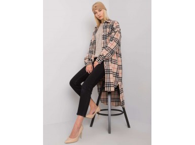 Chemise boutonnée à carreaux -noire et beige