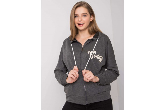 Sweat à capuche imprimé femme - gris foncé