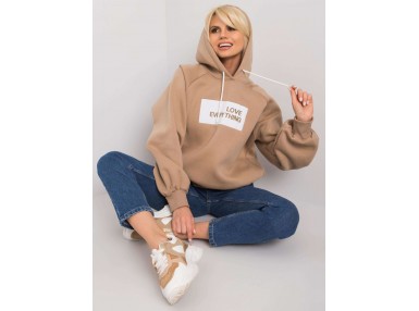 Sweat à capuche imprimé femme - beige foncé