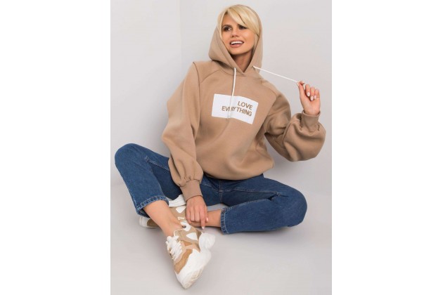 Sweat à capuche imprimé femme - beige foncé