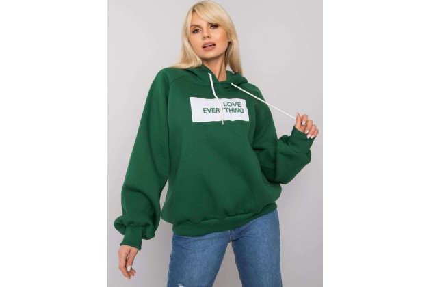 Sweat à capuche imprimé femme - vert foncé