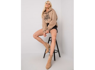 Sweat à capuche imprimé femme - beige foncé
