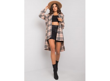 Chemise boutonnée à carreaux - beige
