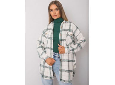 Chemise boutonnée à carreaux - blanche et verte