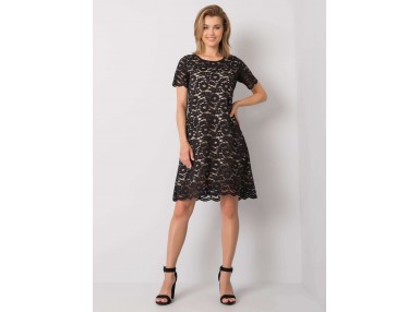 Robe courte brodée - noire