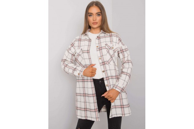 Chemise boutonnée à carreaux - blanche et rose
