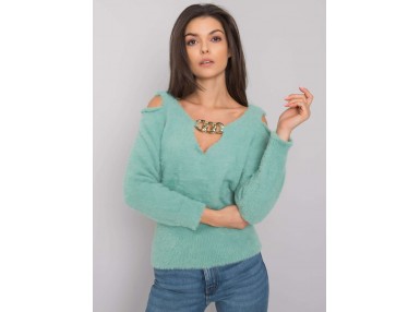 Pull col V - menthe