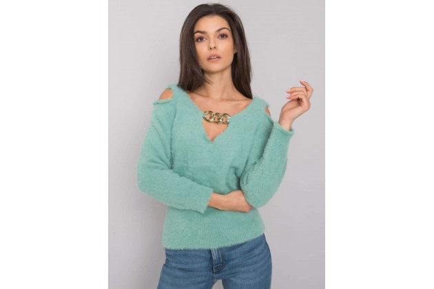 Pull col V - menthe