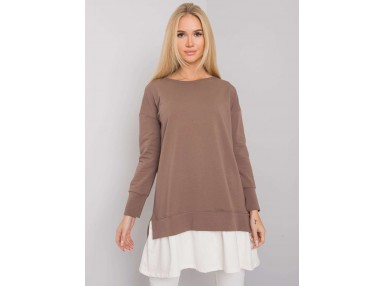 Robe tunique courte à volants - marron