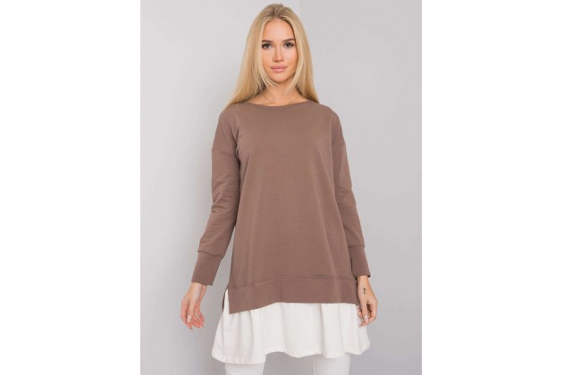 Robe tunique courte à volants - marron