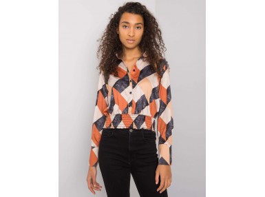 Chemise imprimée à manches longues - noir et beige