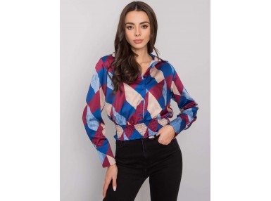 Chemise imprimée à manches longues -  bordeaux