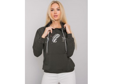 Sweat à capuche imprimé femme -  kaki foncé