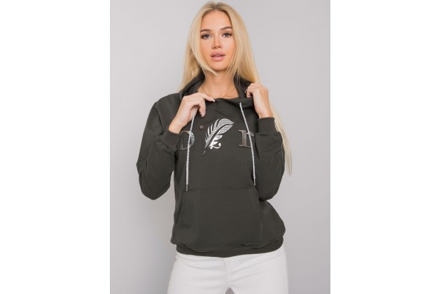 Sweat à capuche imprimé femme -  kaki foncé