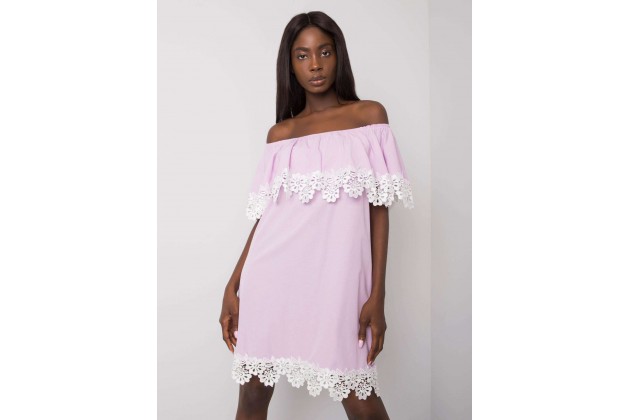 Robe avec empiècement en dentelle - violette brillante
