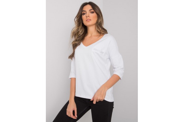 T-shirt à col en V - blanche