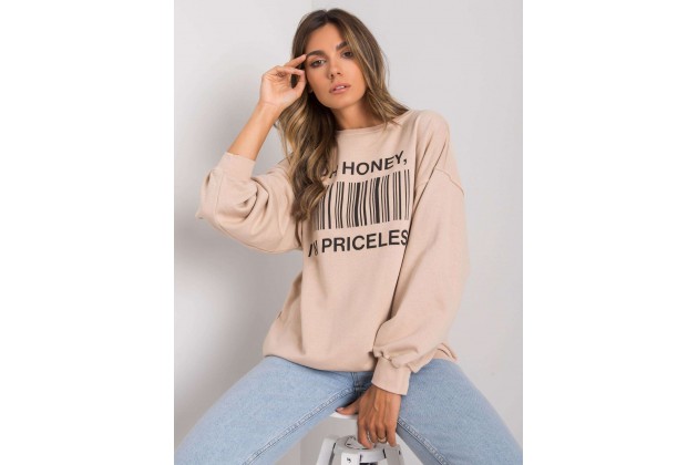 Sweat-shirt avec inscription - beige