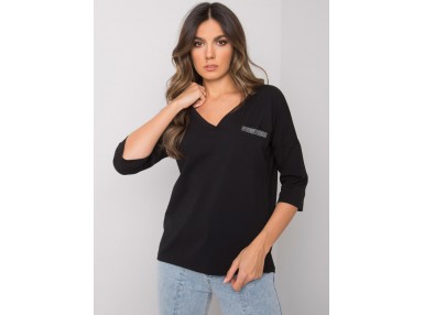 T-shirt à col en V - noire