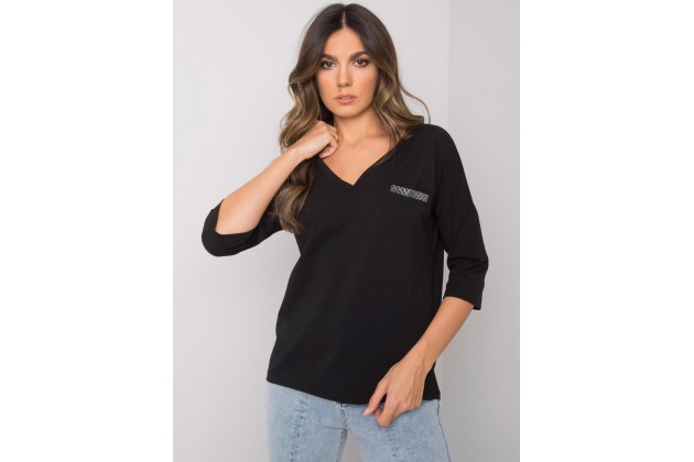 T-shirt à col en V - noire
