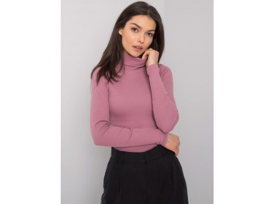 Pull en maille à col roulé - rose foncé
