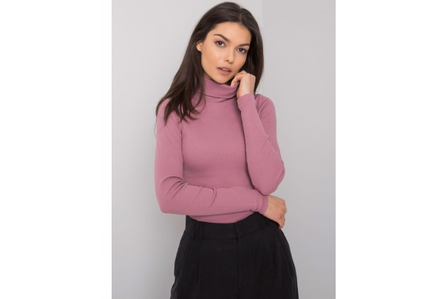 Pull en maille à col roulé - rose foncé
