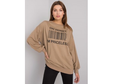 Sweat-shirt avec inscription - beige foncé