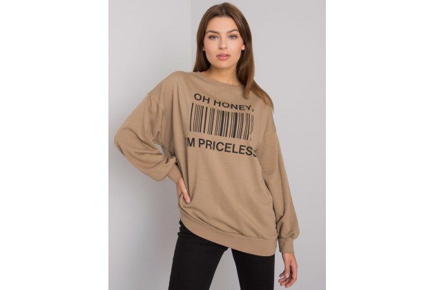 Sweat-shirt avec inscription - beige foncé
