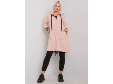 Sweat à capuche long -rose clair