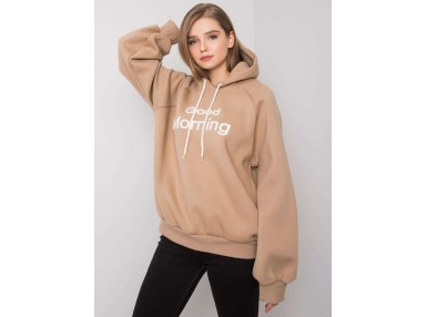 Sweat à capuche imprimé femme - beige foncé