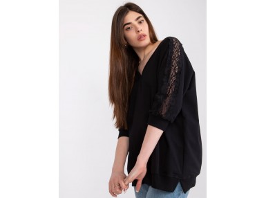 Sweat-shirt en dentelle - noir