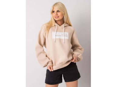 Sweat à capuche imprimé femme - beige