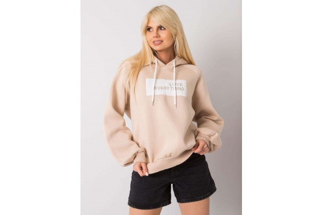 Sweat à capuche imprimé femme - beige