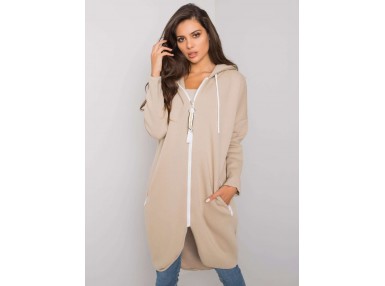 Sweat à capuche décontracté avec fermeture-beige