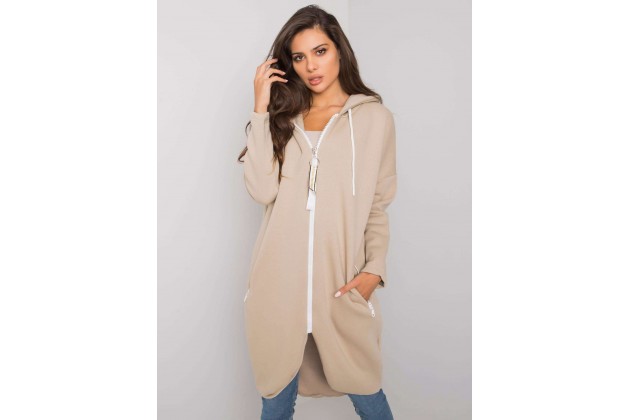 Sweat à capuche décontracté avec fermeture-beige