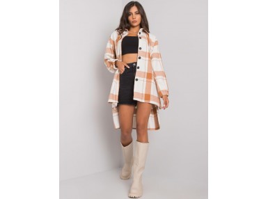 Chemise boutonnée à carreaux - camel