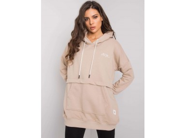 Sweat à capuche long - beige