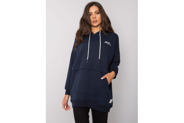 Sweat à capuche long - bleu marine