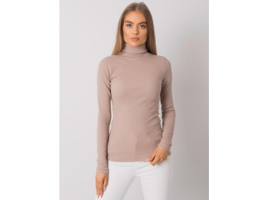 Pull en maille à col roulé - beige foncé